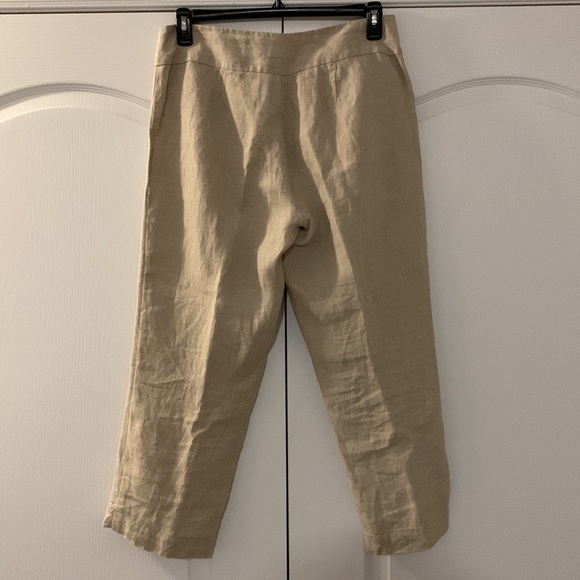 EUC Eileen Fisher tan coloured linen capri’s - Picture 3 of 6